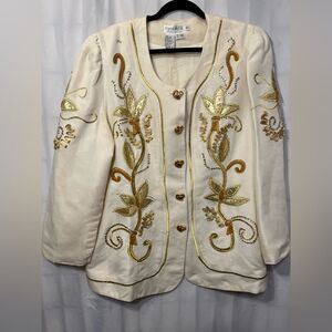 Davinci 18X Cream Embellished Cocktail Evening Jacket
